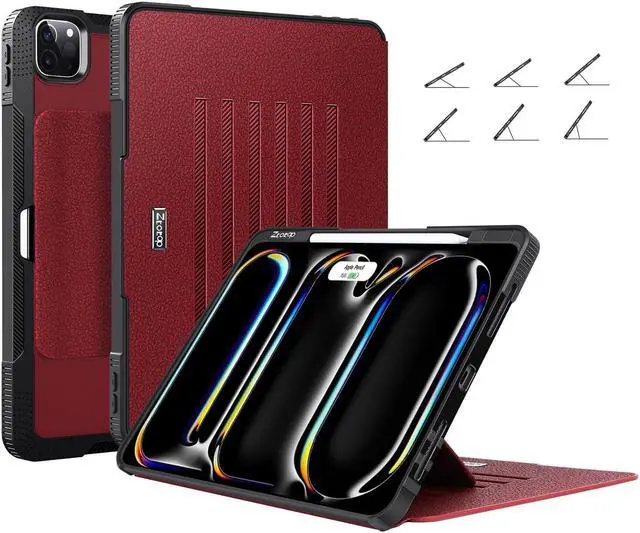 Main image of ZtotopCases for New iPad Pro 13 Inch Case 7th Gen M4(2024)/ Pro 12.9 Inch 6th/5th/4th Generation 2022/2021/2020, [6 Magnetic Stand Angles] Protective Cover with Pencil Holder, Auto Wake/Sleep, Red