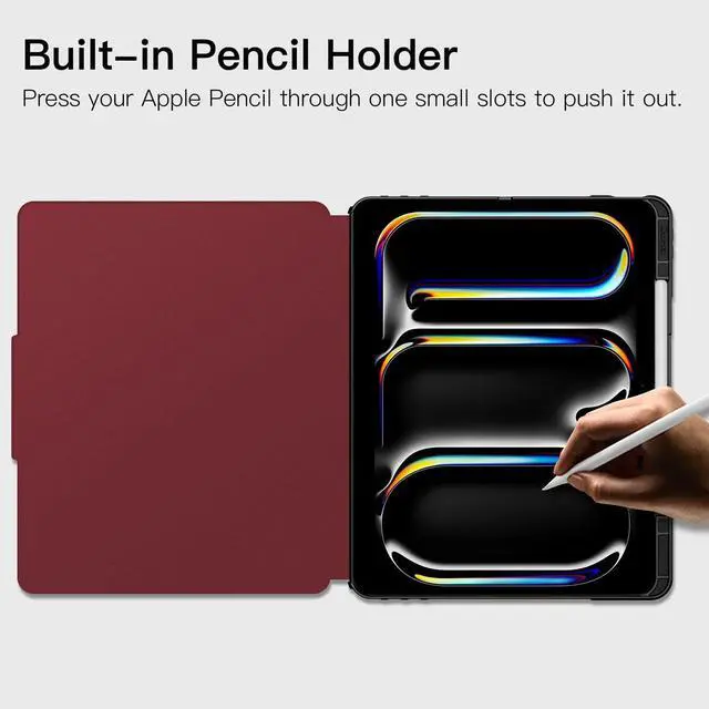 Alt view image 3 of 5 - ZtotopCases for New iPad Pro 13 Inch Case 7th Gen M4(2024)/ Pro 12.9 Inch 6th/5th/4th Generation 2022/2021/2020, [6 Magnetic Stand Angles] Protective Cover with Pencil Holder, Auto Wake/Sleep, Red