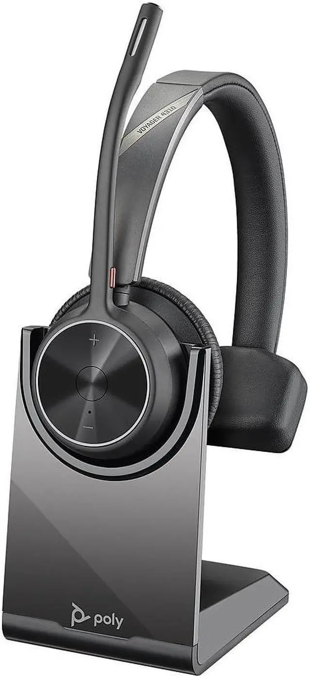 Main image of Poly - Voyager 4310 UC Wireless Headset + Charge Stand (Plantronics) - Single-Ear Headset w/Mic - Connect to PC/Mac via USB-A Bluetooth Adapter, Cell Phone via Bluetooth -Works with Teams, Zoom &More