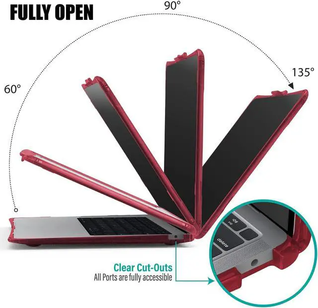 Alt view image 5 of 5 - IBENZER Hexpact Compatible with New MacBook Air 13 Inch Case 2022 2021 2020 M1 A2337 A2179 A1932, Heavy Duty Case with Keyboard Cover&Screen Film&Screen Lock for Mac Air 13, Wine Red, AT13-WR+2