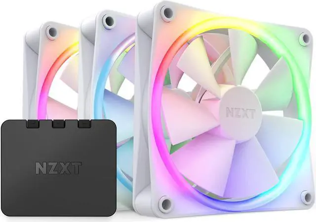 Main image of NZXT F120 RGB Fans - RF-R12TF-W1 - Advanced RGB Lighting Customization - Whisper Quiet Cooling - Triple (RGB Fan & Controller Included) - 120mm Fan - White