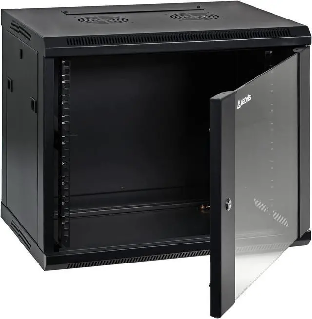 Main image of 9U Professional Wall Mount Network Server Cabinet Enclosure 19-Inch Server Network Rack 16-Inches Deep Black (Fully Assembled)
