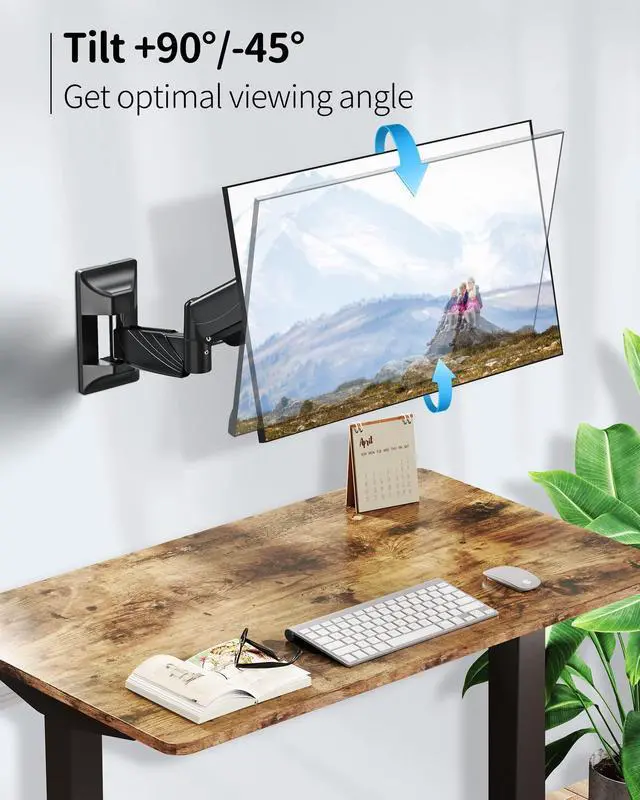 Alt view image 4 of 5 - MOUNTUP Single Monitor Wall Mount Bundle with Dual Monitor and Laptop Desk Mount for VESA Bracket 75x75mm/100x100mm