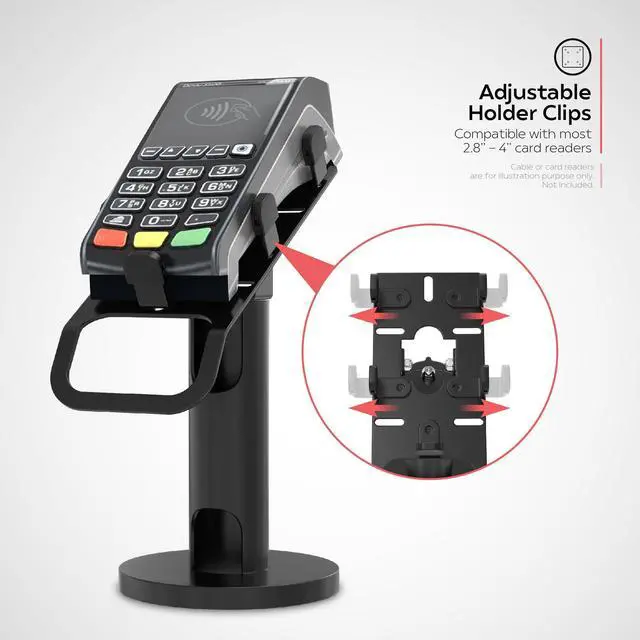 Alt view image 4 of 5 - CTA Universal Credit Card Reader Stand - Universal Rotating Card Reader Terminal Stand for Verifone, Ingenico & Pax POS Stations - Bolt Down or Adhesive Anti-Theft Security - Easy Install