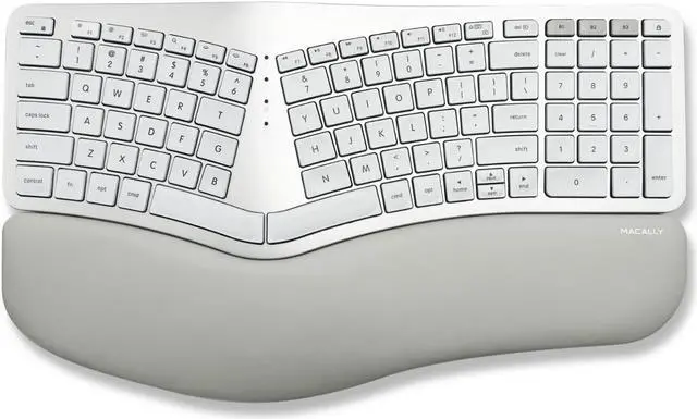Main image of Macally Backlit Bluetooth Ergonomic Keyboard for Mac - Sculpted for Comfort - Wireless Ergonomic Keyboard (100-Key MacOS Layout) - Rechargeable Split Ergo for MacBook Pro/Air, iMac, iPad, Apple