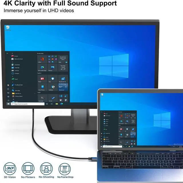 Alt view image 2 of 5 - BENFEI 5 Pack USB-C to DisplayPort 6 Feet Cable(8K@60Hz 4K@144Hz), USB Type-C to DisplayPort Cable [Thunderbolt 3/4/5 Compatible] with iPhone 15 Pro/Max,MacBook Pro/Air 2023,iPad Pro,iMac,S23,XPS 17