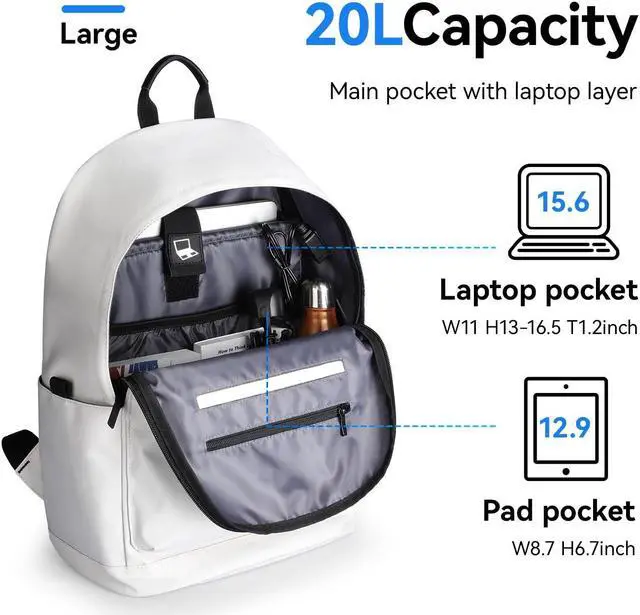 Alt view image 2 of 5 - Muzee School Backpack Lightweight Travel Daypack Student Rucksack Laptop Backpack For 15.6 Inch Laptop (off white)