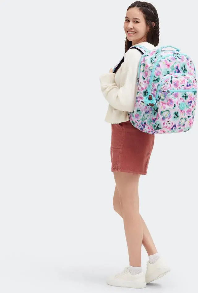 Alt view image 4 of 5 - Kipling Seoul Extra Large Printed 17" Laptop Backpack Aqua Blossom