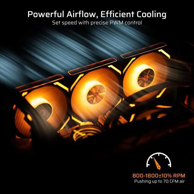 Alt view image 5 of 5 - LTC CF-121D 120mm PC Case Fan, Daisy-Chain Connection, 5V 3Pin ARGB Lighting, 4 Pin PWM Case Fan, for Radiator/Computer Case Cooling, 120x120x25mm, 3 Pack, Black