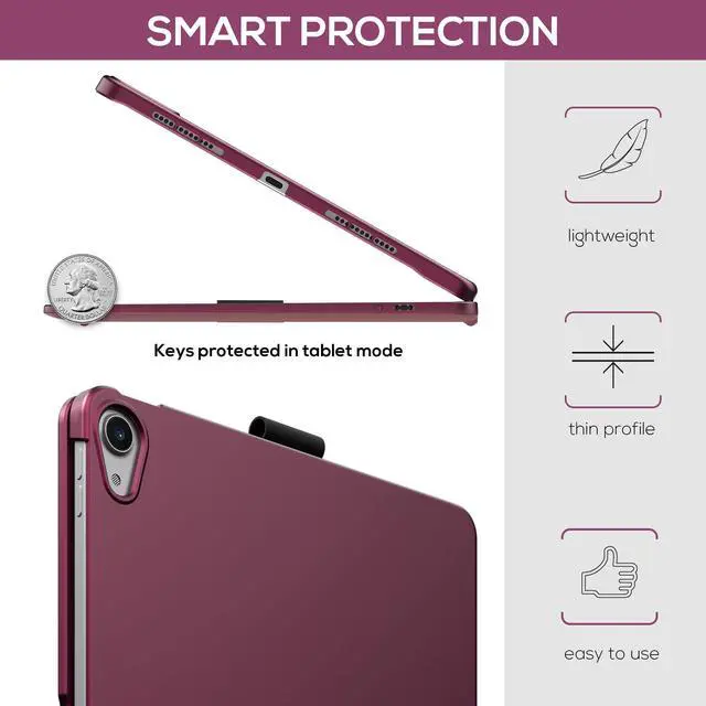 Alt view image 4 of 5 - typecase Touch Keyboard Case with Trackpad for iPad Air 11-inch (M3 2025 / M2 2024): 360°Rotatable - 11 Colors Backlight - Wireless Keyboard with Pencil Holder for iPad Air 5th & 4th Gen,Raspberry