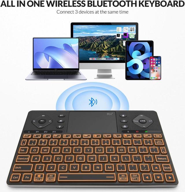 Alt view image 2 of 5 - Rii Wireless K16 Bluetooth Keyboard with Touchpad - Rechargeable RGB Backlit - Compact Multimedia Keyboard for Android TV, Projector, Smart TV, Tablet, iPad, PC, Laptop