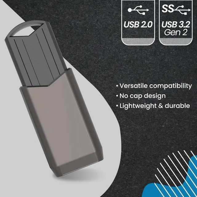 Alt view image 4 of 5 - Centon Electronics DataStick Push USB Flash Drive, Portable, High-Speed USB 3.2 Gen 2, No-Cap Design, R/W Speed of 1000/800, Versatile Data Stick, 1TB Storage Capacity, Graphite