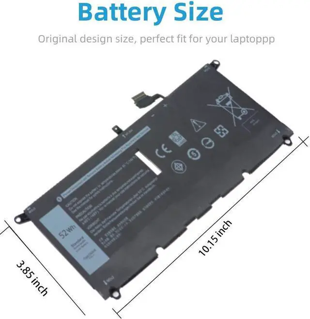 Alt view image 4 of 5 - DXGH8 Laptop Battery Replacement for Dell XPS 13 9370 9380 Inspiron 13 7390 7391 2-in-1 5390 5391 7490 Latitude 3301 E3301 Vostro 5390 5391 Series D1605G D1605S [7.6V 56Wh]-New Noetbook Battery