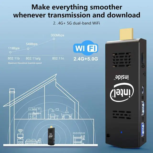 Alt view image 5 of 5 - PC Stick Mini Computer Stick 128GB ROM 4GB RAM with Intel Atom Z8350 & Windows 10 Pro Support Auto-On After Power Failure,Support 4K HD,Dual Band WiFi 2.4G/5G, BT 4.2