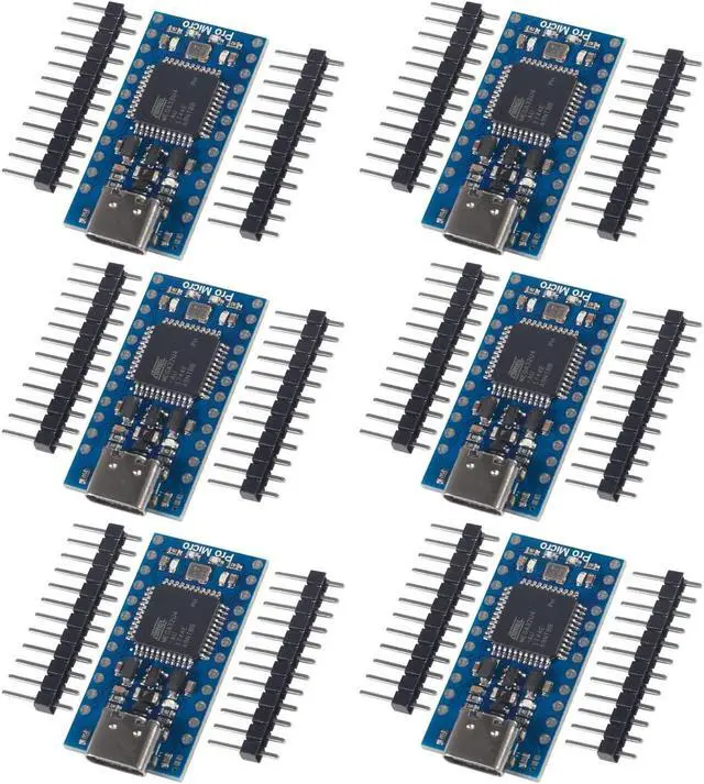 Main image of 6pcs Pro Micro for Atmega32U4 5V 16MHz Bootloadered IDE Micro USB Pro Micro Development Board Microcontroller Compatible for Pro Micro Serial Connection with arduino Pin Header (Type-C USB)