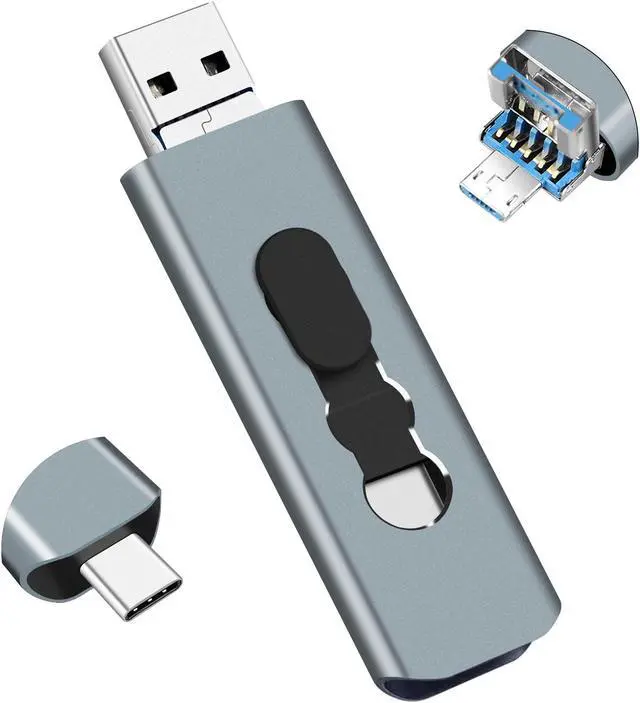 Main image of 3-in-1 512GB Flash Drive, USB 3.0 Flash Drive for Android Phones/Tablets/PC/Mac, OTG External Data Storage Thumb with 3 Ports (USB C, microUSB, USB-A) for Samsung Galaxy and More