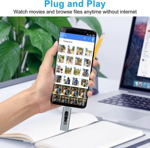 Alt view image 5 of 5 - 3-in-1 512GB Flash Drive, USB 3.0 Flash Drive for Android Phones/Tablets/PC/Mac, OTG External Data Storage Thumb with 3 Ports (USB C, microUSB, USB-A) for Samsung Galaxy and More