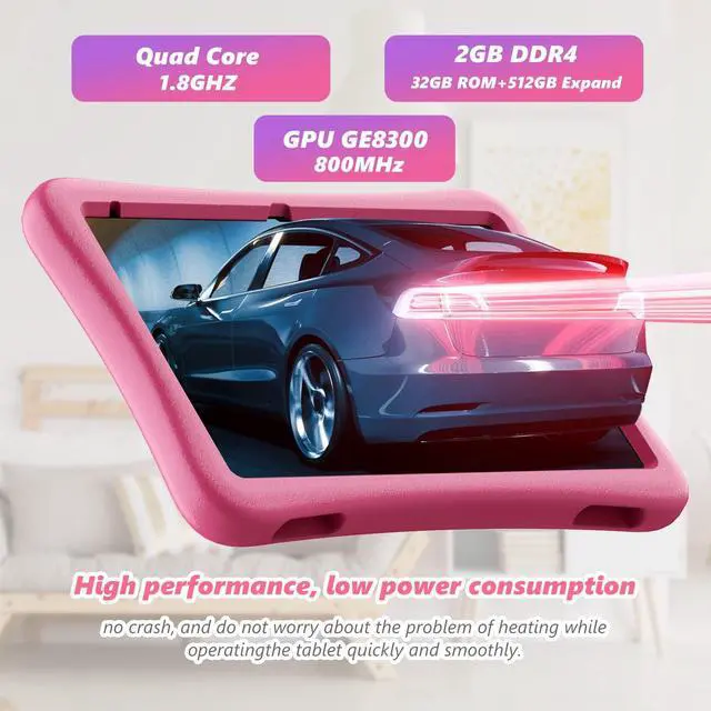 Alt view image 2 of 5 - KYASTER Kids Tablet, 10 inch HD Android 12 Toddler Tablets, Quad Core 1.8Ghz, 2GB DDR4, 7000mAh Battery, Dual Box Speakers, Parental Controls Games Learning Apps, EVA Shockproof Case