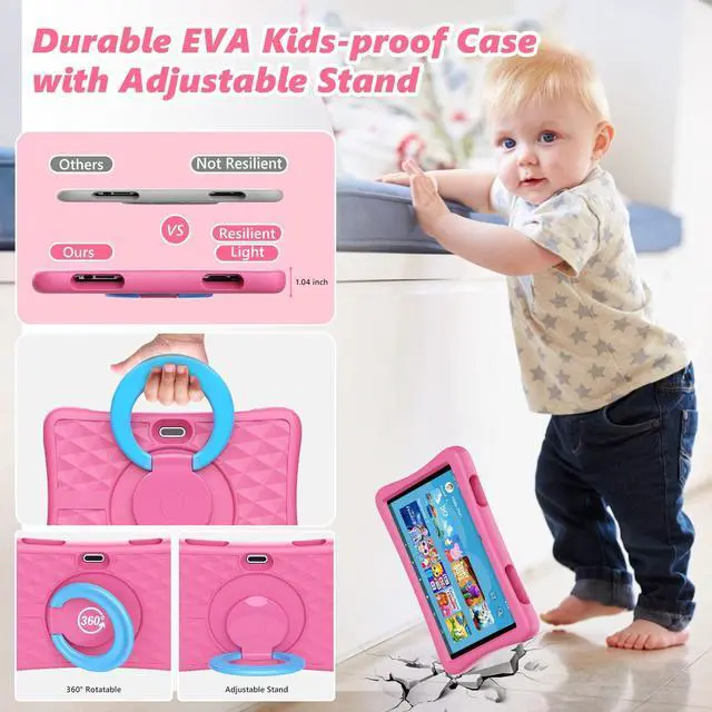 Alt view image 3 of 5 - KYASTER Kids Tablet, 10 inch HD Android 12 Toddler Tablets, Quad Core 1.8Ghz, 2GB DDR4, 7000mAh Battery, Dual Box Speakers, Parental Controls Games Learning Apps, EVA Shockproof Case