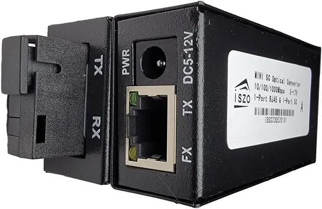 Main image of iszo 1Pair Mini Gigabit Transceiver, Media Converter, A/B Optic Transceiver, SC 1.25G, RJ45 10/100/1000Mbps, 20km, Small Size, Fiber to Ethernet, Fiber Media Converter DC 5-12V, Plug and Play.