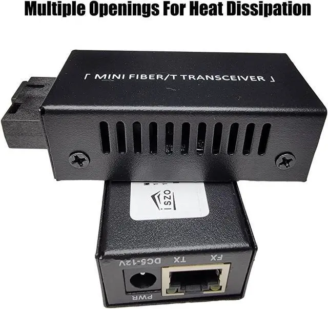 Alt view image 2 of 5 - iszo 1Pair Mini Gigabit Transceiver, Media Converter, A/B Optic Transceiver, SC 1.25G, RJ45 10/100/1000Mbps, 20km, Small Size, Fiber to Ethernet, Fiber Media Converter DC 5-12V, Plug and Play.