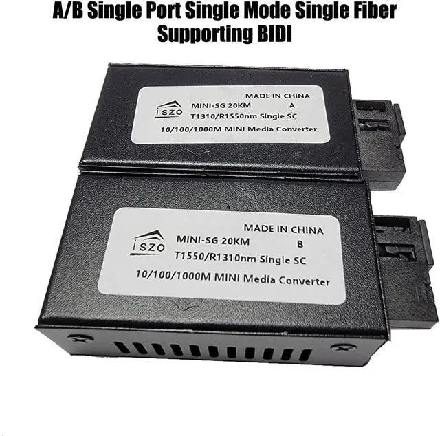 Alt view image 3 of 5 - iszo 1Pair Mini Gigabit Transceiver, Media Converter, A/B Optic Transceiver, SC 1.25G, RJ45 10/100/1000Mbps, 20km, Small Size, Fiber to Ethernet, Fiber Media Converter DC 5-12V, Plug and Play.