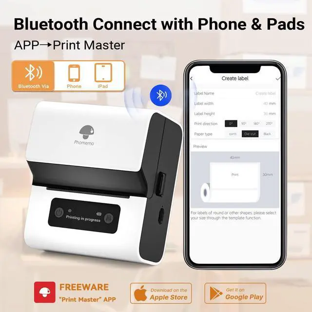 Alt view image 3 of 5 - Phomemo Label Maker- M221 Address Label Printer 3 Portable Bluetooth Label Maker Machine for Barcode, Address, Logo, Mailing, Stickers, Small Business, Home, Office, White