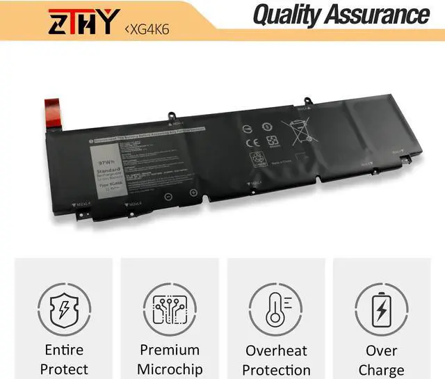 Alt view image 5 of 5 - ZTHY 97Wh XG4K6 Laptop Battery Replacement for Dell XPS 17 9700 9710 9720 9730 Precision 5750 5760 5770 Series P92F P92F001 P92F002 P92F003 01RR3 F8CPG OF8CPG 5XJ6R KVPMY 0YY3V KRDHV 11.4V 6-Cell