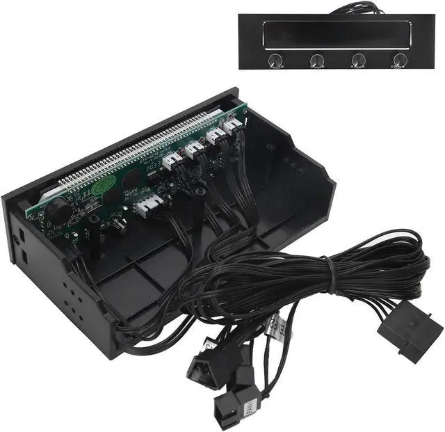 Alt view image 2 of 5 - 5.25 Inch Fan Speed Controller, Computer Fan Controller Front Panel, Fan Controller for Computer CPU Multifunctional 4-Channel Front Panel LCD Display