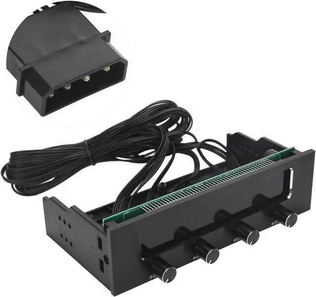 Alt view image 3 of 5 - 5.25 Inch Fan Speed Controller, Computer Fan Controller Front Panel, Fan Controller for Computer CPU Multifunctional 4-Channel Front Panel LCD Display