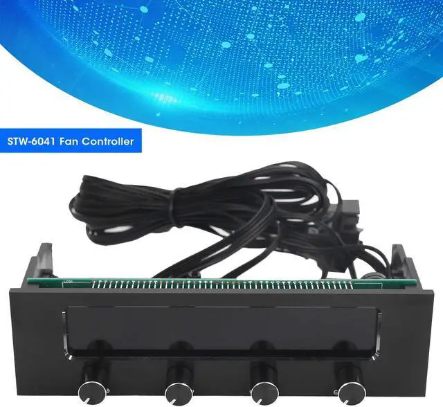 Alt view image 4 of 5 - 5.25 Inch Fan Speed Controller, Computer Fan Controller Front Panel, Fan Controller for Computer CPU Multifunctional 4-Channel Front Panel LCD Display