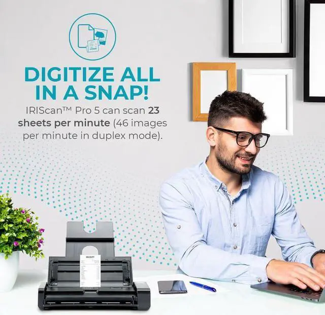 Alt view image 3 of 5 - IRIScan Pro v5PRO 20PPM/40IPM: Desktop Duplex Scanner, Receipt Scanner, ADF 20, Free PDF Editor, Scan to Word, Excel, Bus. Cards to Outlook, USB AC, Scan to Cloud