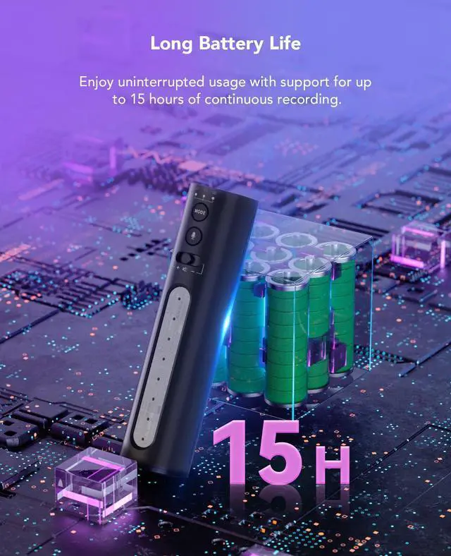 Alt view image 4 of 5 - NUROUM AM10B Microphone, 15H Battery Life, Multi-Patterns, Noise Cancellation, USB Plug & Play