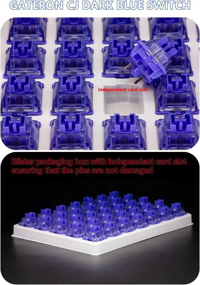Alt view image 5 of 5 - Gateron CJ Switches for Mechanical Gaming Keyboard Custom 45gf 50gf Pom Series 3 Pin pre lubed Linear Silent Keyboard Switches (Dark blue70PCS)