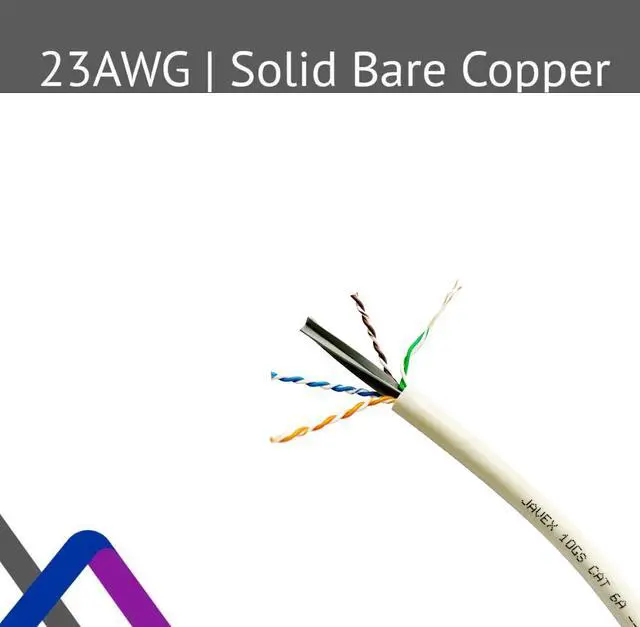 Alt view image 3 of 5 - JAVEX 23AWG CAT6A UL CM in-Wall Rated [500FT, Pure Copper] 750MHz, ETL Listed, TAA Compliant, UTP Ethernet Bulk Cable, Grey