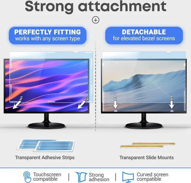Alt view image 4 of 5 - 21.5 inch Anti-Glare Blue Light Blocking Screen Protector Panel for 16:9 Widescreen Computer Monitor and Laptop - PC Anti-UV Eye Protection Filter Film - Anti-Scratch Diagonal Frame Shield [2 Pack]