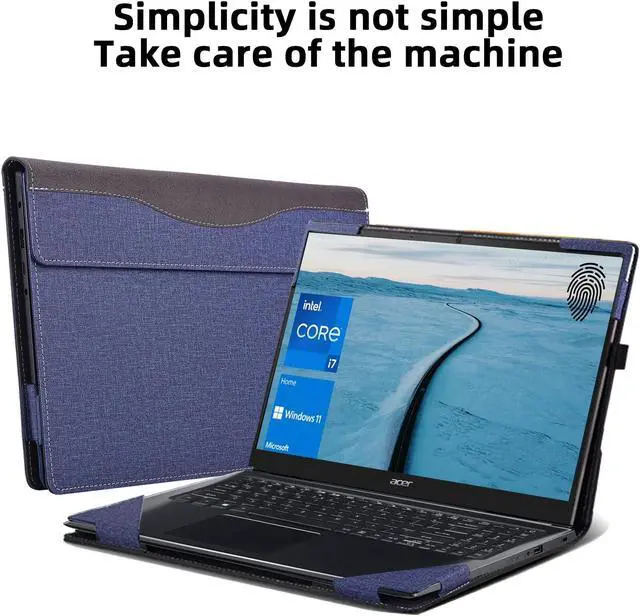 Alt view image 3 of 5 - VEVOOD Laptop Case for Acer Aspire 5 Notebook Laptop 15.6" All-Inclusive Anti-Fall Protective Cover PU Leather Computer case (Blue)
