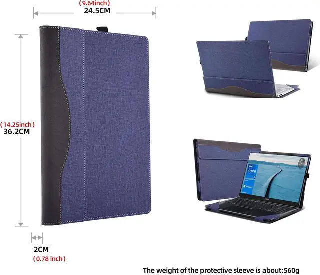 Alt view image 2 of 5 - VEVOOD Laptop Case for Acer Aspire 5 Notebook Laptop 15.6" All-Inclusive Anti-Fall Protective Cover PU Leather Computer case (Blue)