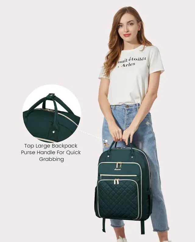 Alt view image 5 of 5 - LOVEVOOK Laptop Backpack for Women, Water Resistant Travel Work Backpacks Purse Stylish College Business Teacher Nurse Computer Bag with USB Charging Port, Fits 17" Laptop