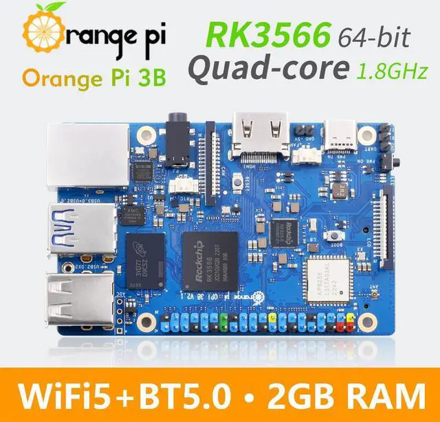 Alt view image 2 of 5 - Orange Pi 3B 2GB LPDDR4/4X Rockchip RK3566 Quad-Core 64-Bit Single Board Computer with eMMC Socket, Support WiFi 5 and Bluetooth, Development Board Run Android/Ubuntu/Debian(Pi 3B 2GB)