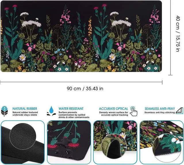 Alt view image 5 of 5 - iCasso Extended Gaming Mouse Pad, Desk Mat, XXL Large Stable Rubber Base Mousepad with Stitched Edges, Keyboard Mouse Mat Desk Pad for Work, Game, Office, Home