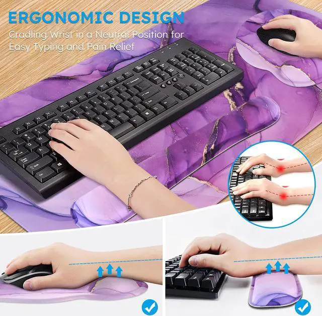 Alt view image 4 of 5 - iCasso Extended Gaming Mouse Pad, Desk Mat, XXL Large Stable Rubber Base Mousepad with Stitched Edges, Keyboard Mouse Mat Desk Pad for Work, Game, Office, Home