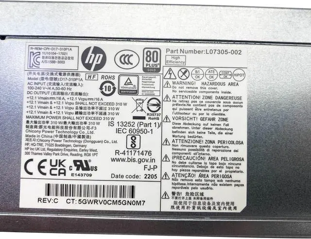 Alt view image 2 of 4 - BestParts New 310W Power Supply Compatible with HP ProDesk 280 288 282 600 800 G3 400 480 G4 Z2 G4 SFF MT