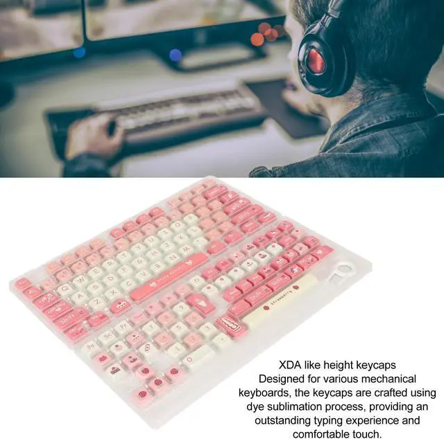 Alt view image 3 of 5 - Jectse PBT Keycaps, 135 Keys Cute Keyboard Keycaps Cartoon PBT Dye Sublimation with Keycap Puller, Custom Keycaps for 61 87 96 98 104 108 Mechanical Keyboard