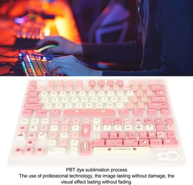 Alt view image 5 of 5 - Jectse PBT Keycaps, 135 Keys Cute Keyboard Keycaps Cartoon PBT Dye Sublimation with Keycap Puller, Custom Keycaps for 61 87 96 98 104 108 Mechanical Keyboard