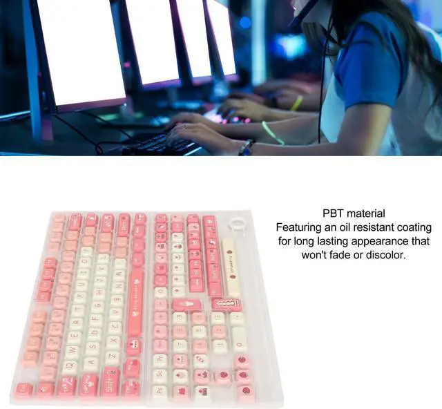Alt view image 2 of 5 - Jectse PBT Keycaps, 135 Keys Cute Keyboard Keycaps Cartoon PBT Dye Sublimation with Keycap Puller, Custom Keycaps for 61 87 96 98 104 108 Mechanical Keyboard