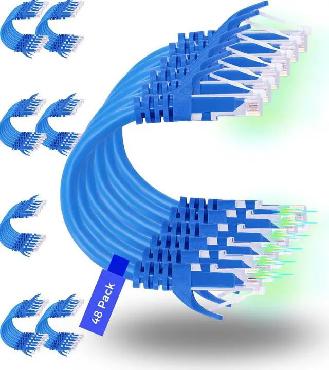 Main image of Rapink Patch Cables Cat6 1ft (48 Pack), Ethernet Patch Cable 10G, Cat 6 Patch Cable for Patch Panel to Switch, Flexiable Cat 6 Ethernet Cable with Gold Plated Blue
