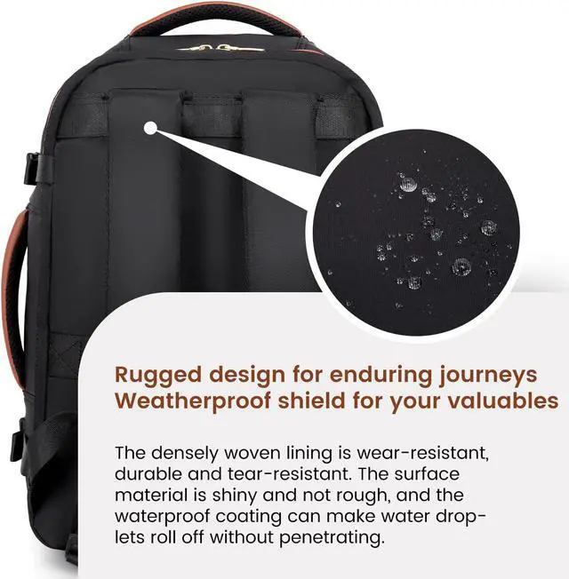 Alt view image 4 of 5 - LOVEVOOK Travel Backpack for Women & Men, 40L Carry On Backpack, Personal Item Bag with 3 Packing Cubes, Business Weekender Overnight Luggage Daypack, Fits 17 Inch Laptop, Black Beige