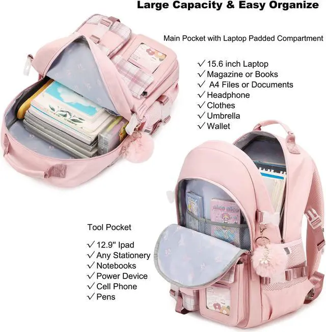 Alt view image 3 of 4 - KIDNUO Clear Backpack for Girls Kids Bookbags Transparent Stadium Approved Travel Daypack See Through College School Bag Large Laptop Backpacks for Women Teens Students