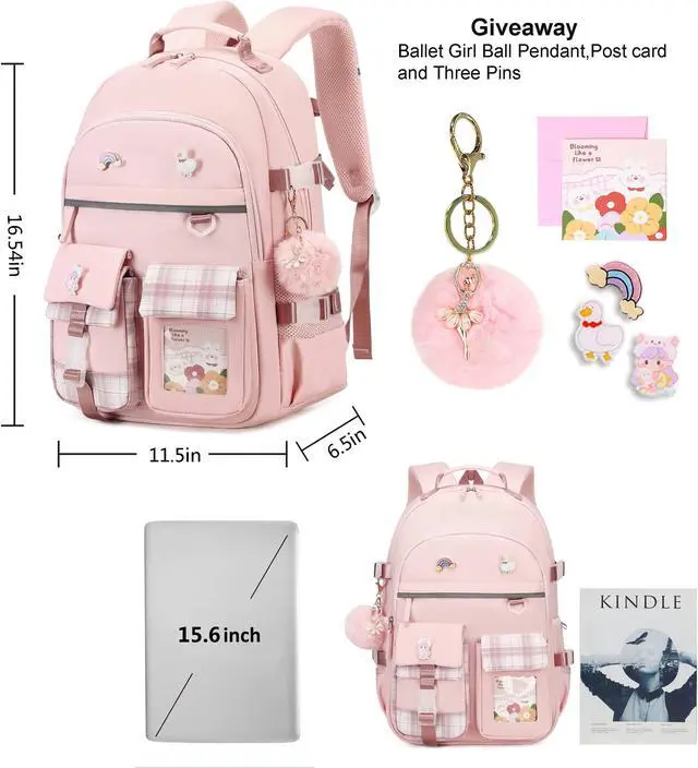 Alt view image 4 of 4 - KIDNUO Clear Backpack for Girls Kids Bookbags Transparent Stadium Approved Travel Daypack See Through College School Bag Large Laptop Backpacks for Women Teens Students